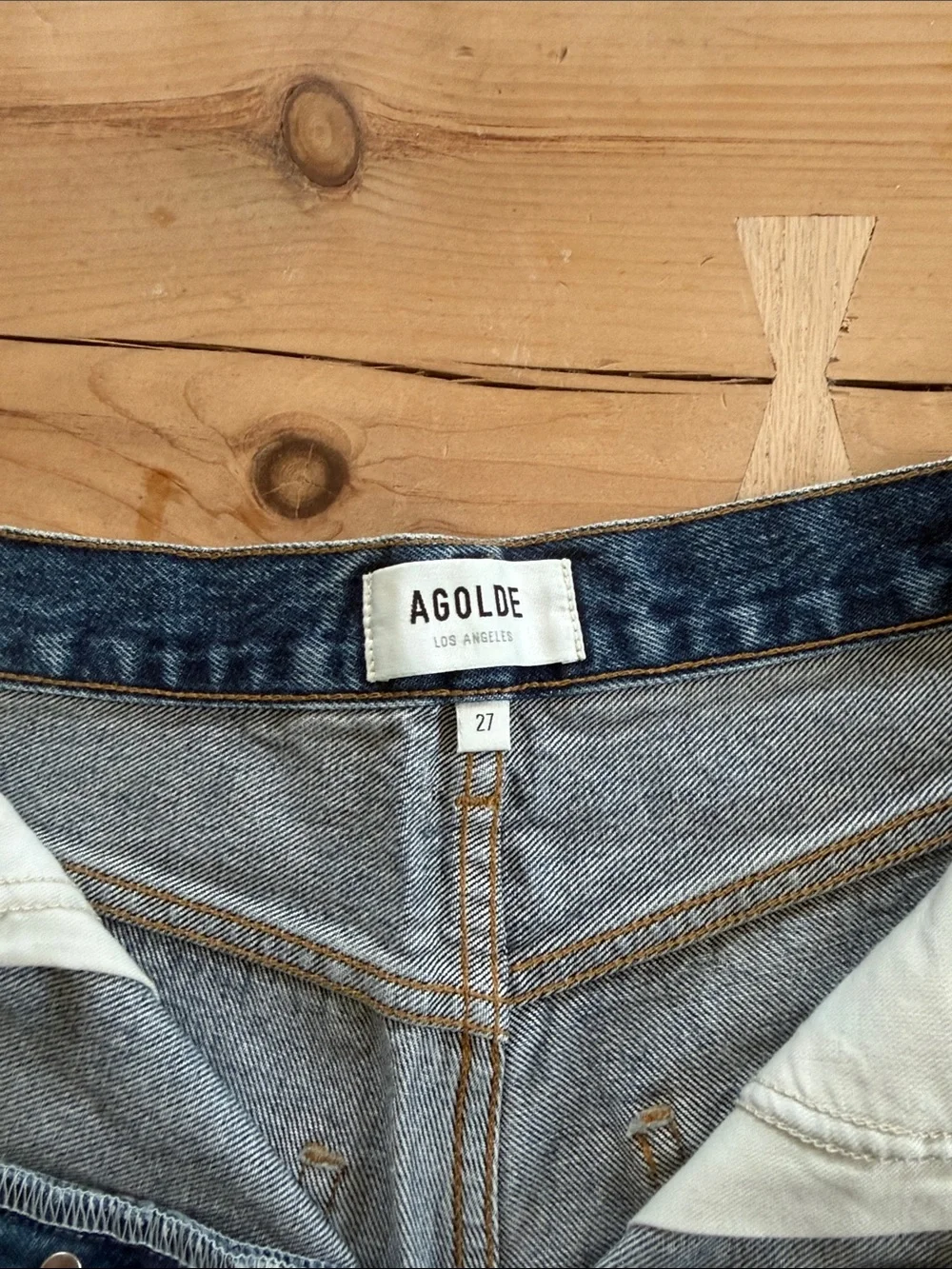 AGOLDE Distressed High-Rise Denim Shorts - Blue - Picture 3 of 4